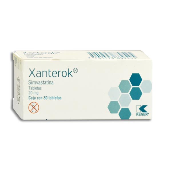 Xanterok Simvastatina 20mg 30 Tabletas Kener
