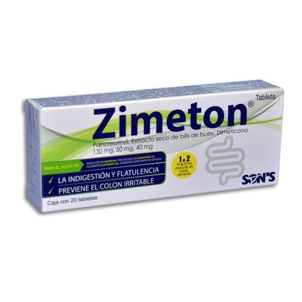 Zimeton Pancreatina Bilis Buey Dimeticona 130mg/50mg/40mg Son's