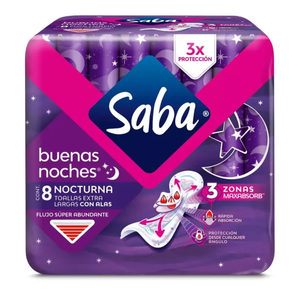 Saba Buenas Noches Toallas Extra Largas Alas 8 Piezas