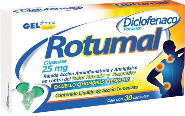 Rotumal Diclofenaco Potásico 25mg 30 Cápsulas Gel Pharma