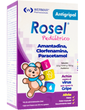 Rosel Pediátrico Amantadina Clorfenamina Paracetamol 2.5g/100mg/15g Solucion Gotas 30ml Wermar Pharmaceuticals