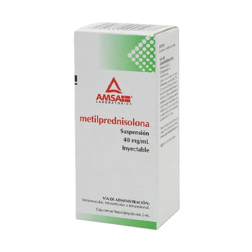 Acetato Metilprednisolona Suspensión Inyectable 1 Ámpula 2ml Amsa Laboratorios Acetato Metilprednisolona Suspensión 40mg/ml Inyectable 1 Ámpula 2ml Amsa Laboratorios