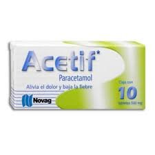 Acetif Paracetamol 500mg 10 Tabletas Novag