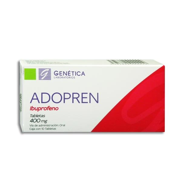 Adopren Ibuprofeno 400mg 10 Tabletas Genética Laboratorios