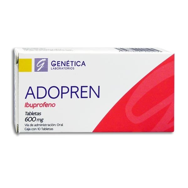Adopren Ibuprofeno 600mg 10 Tabletas Genética Laboratorios