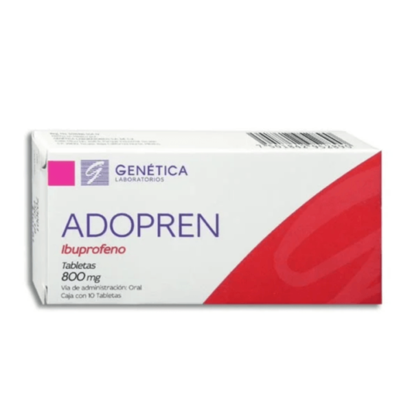 Adopren Ibuprofeno 800mg 10 Tabletas Genética Laboratorios
