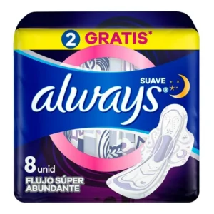 Always Nocturna Flujo Súper Abundante Extra Largas 8 Piezas