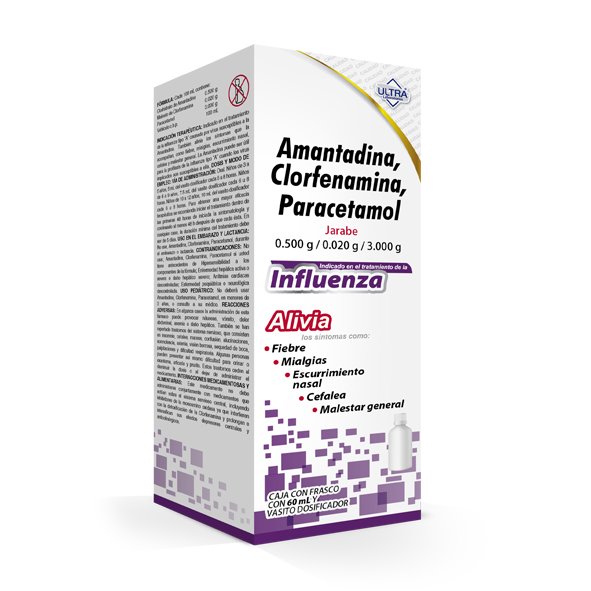Amantadina Clorfenamina Paracetamol Jarabe 0.500g/0.020g/3.000g 60ml Ultra Laboratorios