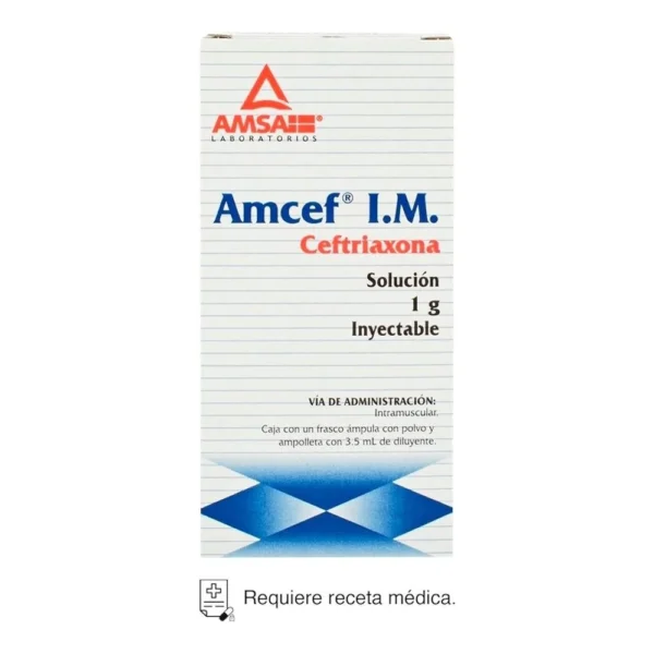 Amcef I. M. Ceftriaxona 1g Solución Inyectable Amsa Laboratorios