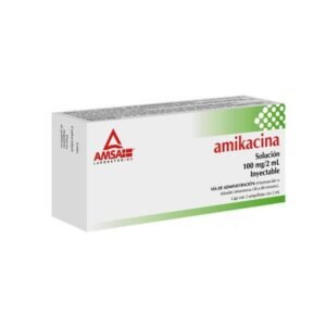 Amikacina 100mg/2ml Solución Inyectable 2 Ampolletas Amsa Laboratorios