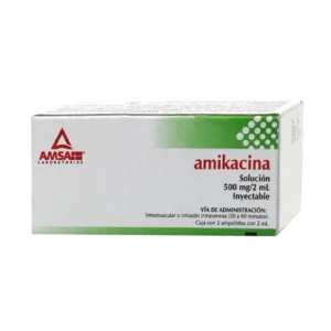 Amikacina 500mg/2ml Solución Inyectable 2 Ampolletas Amsa Laboratorios