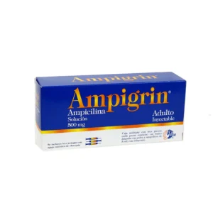 Ampigrin Ampicilina 500mg Solución Inyectable 1 Frasco Ámpula Collins
