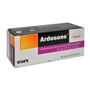Ardosons Indometacina Betametasona Metocarbamol 25mg/0.75mg/215mg 20 Cápsulas Son´s