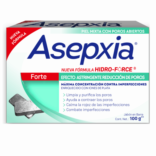 Asepxia Piel Mixta Poros Abiertos Forte Jabón Barra 100g