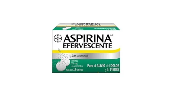Aspirina Efervescente Ácido Acetilsalicílico 500 mg 12 Tabletas