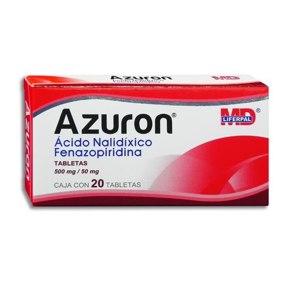 Azuron Ácido Nalidíxico Fenazopiridina 500mg 50mg 20 Tabletas MD Liferpal
