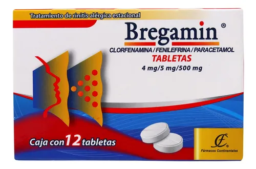 Bregamin Clorfenamina 4mg Fenilefrina 5mg Paracetamol 500mg 12 Tabletas Fármacos Continentales Bregamin Clorfenamina 4mg Fenilefrina 5mg Paracetamol 500mg 12 Tabletas Fármacos Continentales