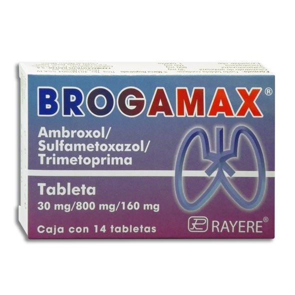 Brogamax Ambroxol, Sulfametoxazol, Trimetoprima 30mg/800mg/160mg 14 Tabletas
