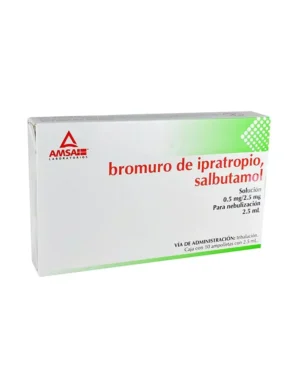 Bromuro Ipratropio Salbutamol Solución 0.5mg/2.5mg 10 Ampolletas Amsa Laboratorios