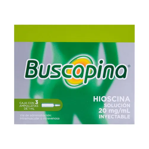 Buscapina Hioscina Solución 20mg Inyectable 3 Ampolletas