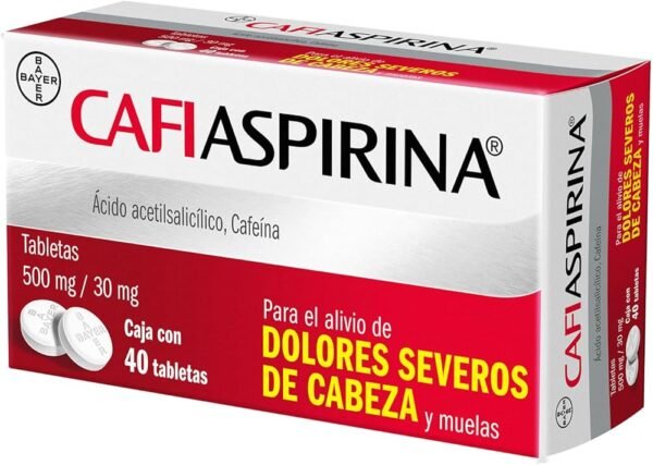 Cafi Aspirina Ácido Acetilsalicílico Cafeina 500mg/30mg 40 Tabletas Bayer