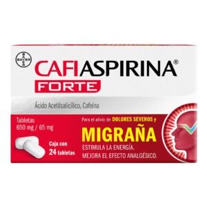 Cafi Aspirina Forte Ácido Acetilsalicílico Cafeína 650mg/65mg 24 Tabletas Bayer