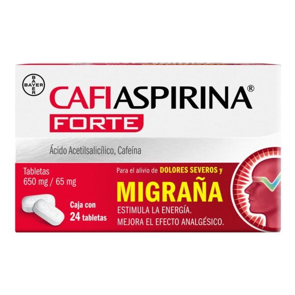Cafi Aspirina Forte Ácido Acetilsalicílico Cafeína 650mg/65mg 24 Tabletas Bayer