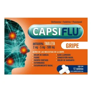 Capsiflu Clorfenamina Fenilefrina Paracetamol 2mg/5mg/500mg 12 Tabletas Química Farmacia
