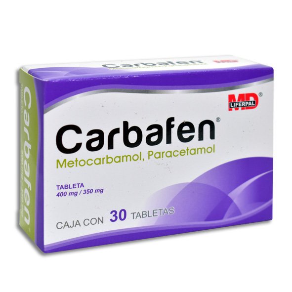 Carbafen Metocarbamol Paracetamol 400mg/350mg 30 Tabletas MD Liferpal
