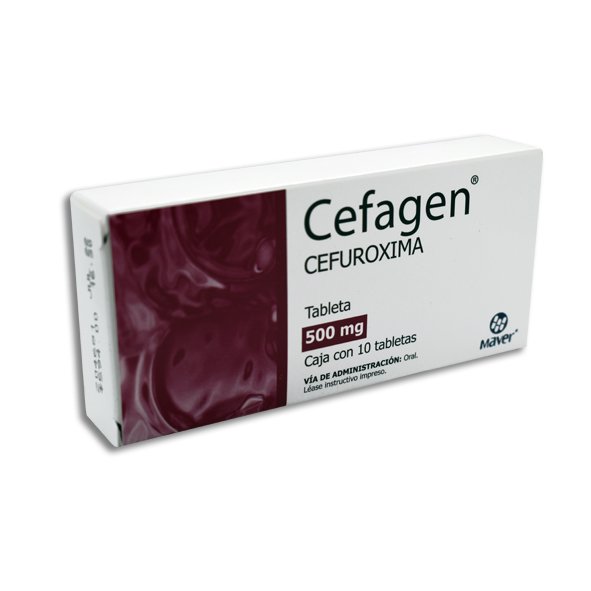 Cefagen Cefuroxima 500mg 10 Tabletas Maver