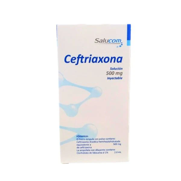 Ceftriaxona 500mg 1 Ampolleta Diluyente 3.5ml Intramuscular Salucom