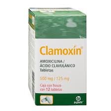 Clamoxín Amoxicilina Ácido Clavulánico 500mg/125mg 12 Tabletas Maver