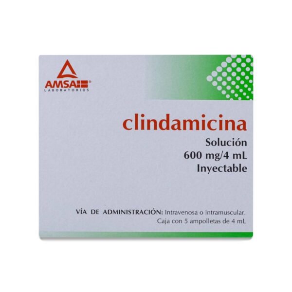 Clindamicina 600mg/4ml Solución Inyectable 5 Ampolletas Amsa Laboratorios