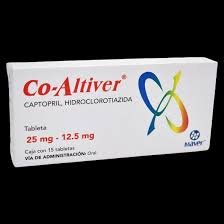 Co-Altiver Captopril Hidroclorotiazida 25mg/12.5mg 15 Tabletas Maver