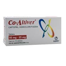 Co-Altiver Captopril Hidroclorotiazida 50mg 25mg 15 Tabletas Maver