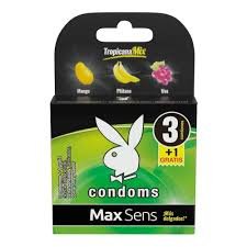 Condones Max Sens Tropicana Mix Mango Plátano y Uva Playboy