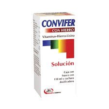 Convifer Hierro Solución Ciproheptadina Vitaminas B1 B6 B12 Lisina Gluconato Ferroso Convifer Hierro Solución Ciproheptadina Vitaminas B1 B6 B12 Lisina Gluconato Ferroso 110ml Degort´s Chemical