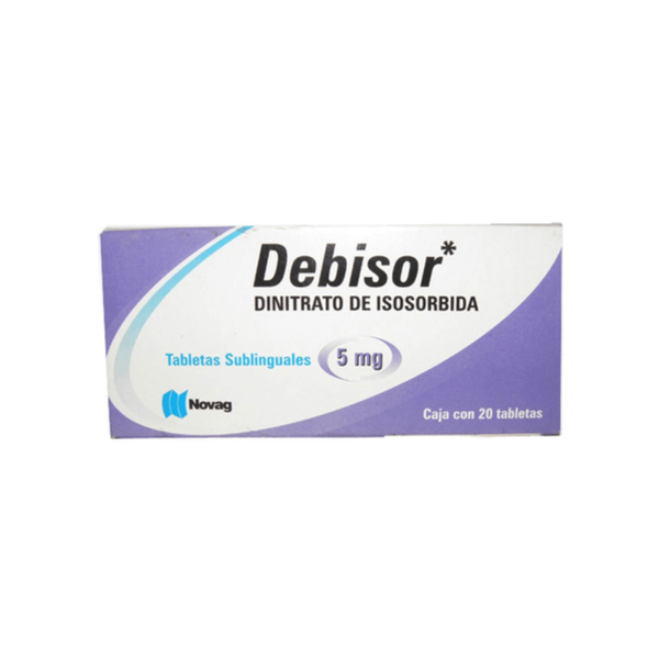 Debisor Dinitrato de Isosorbida 5 mg 20 Tabletas