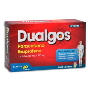 Dualgos Paracetamol Ibuprofeno 325mg/200mg 20 Tabletas MD Liferpal