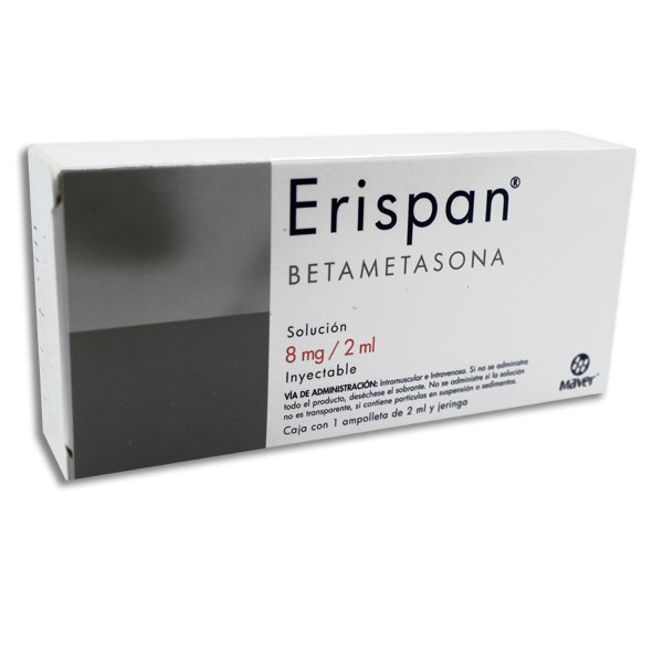 Erispan Betametasona Solución Inyectable 8mg/2ml 1 Ampolleta 1 Jeringa Maver