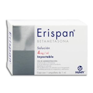 Erispan Betametasona Solución Inyectable 1 Ampolleta Maver Erispan Betametasona Solución Inyectable 4mg/ml 1 Ampolleta Maver