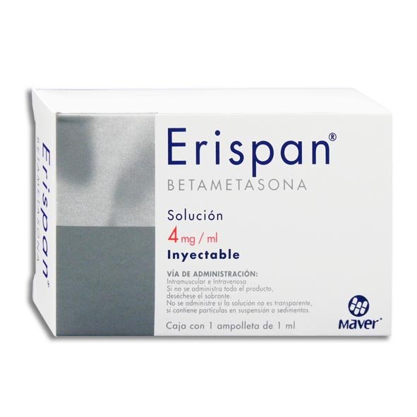 Erispan Betametasona Solución Inyectable 4mg/ml 1 Ampolleta Maver