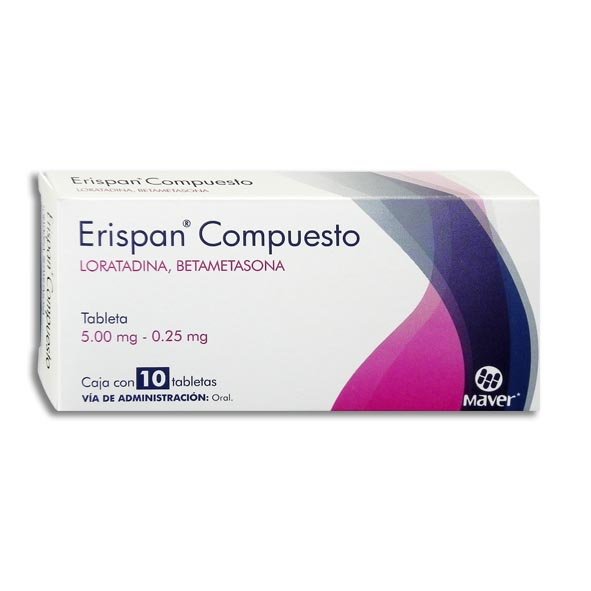 Erispan Compuesto Loratadina Betametasona 5.00mg/0.25mg 10 Tabletas Maver