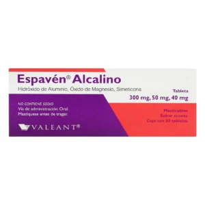 Espavén Alcalino Hidróxido Aluminio Óxido Magnesio Simeticona Menta 300mg 50mg 40mg 50 Tabletas Valeant