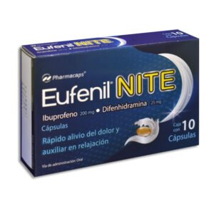 Eufenil Nite Ibuprofeno Difenhidramina 200mg/25mg 10 Cápsulas Pharmacaps