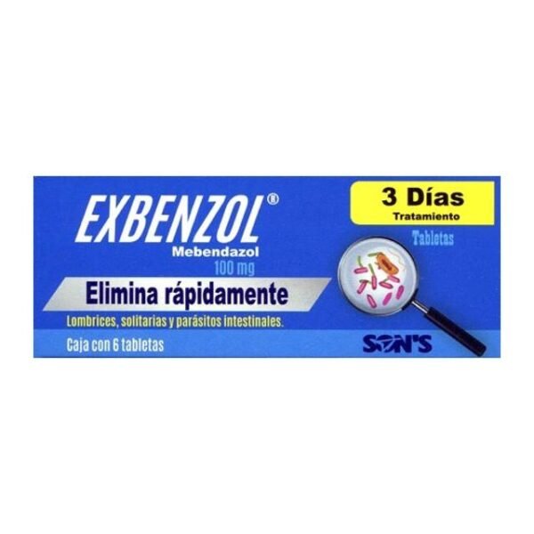Exbenzol Mebendazol 100mg 6 Tabletas