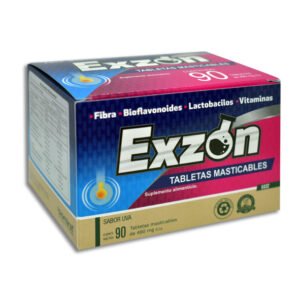 Exzon Masticable Uva 490mg Fibra Bioflavonoides Lactobacilos Vitaminas 90 Tabletas Biomiral