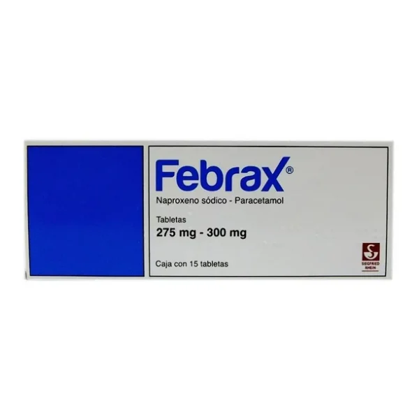 Febrax Naproxeno Sódico Paracetamol 275mg/300mg 15 Tabletas Siegfried Rhein
