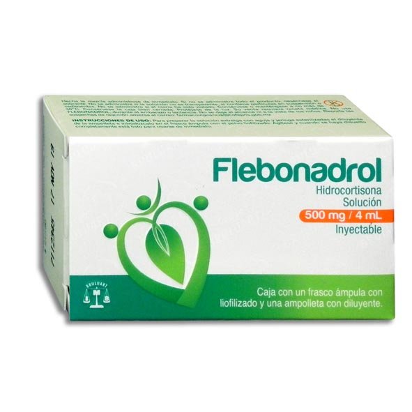 Flebonadrol Hidrocortisona Solución Inyectable 1 Frasco Ampolleta Bruluart Flebonadrol Hidrocortisona 500mg/4ml Solución Inyectable 1 Frasco Ampolleta Bruluart