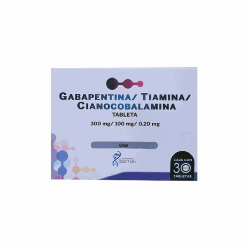 Gabapentina Tiamina Cianocobalamina 300mg/100mg/0.20mg Laboratorios Serral